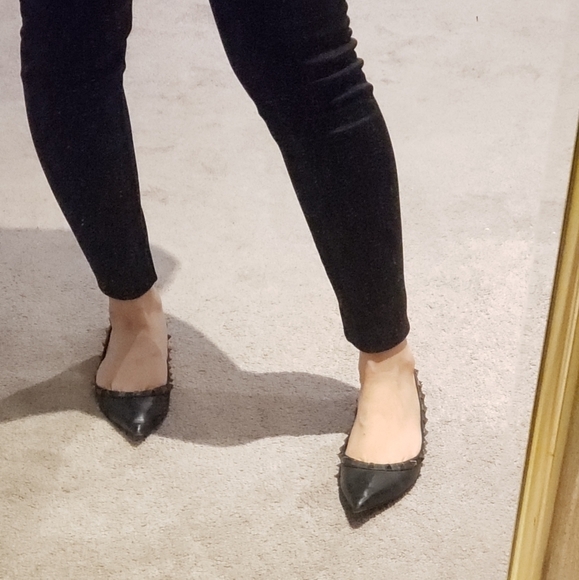 100% Authentic Valentino Rockstud Flat Noir 37.5 - Picture 2 of 12